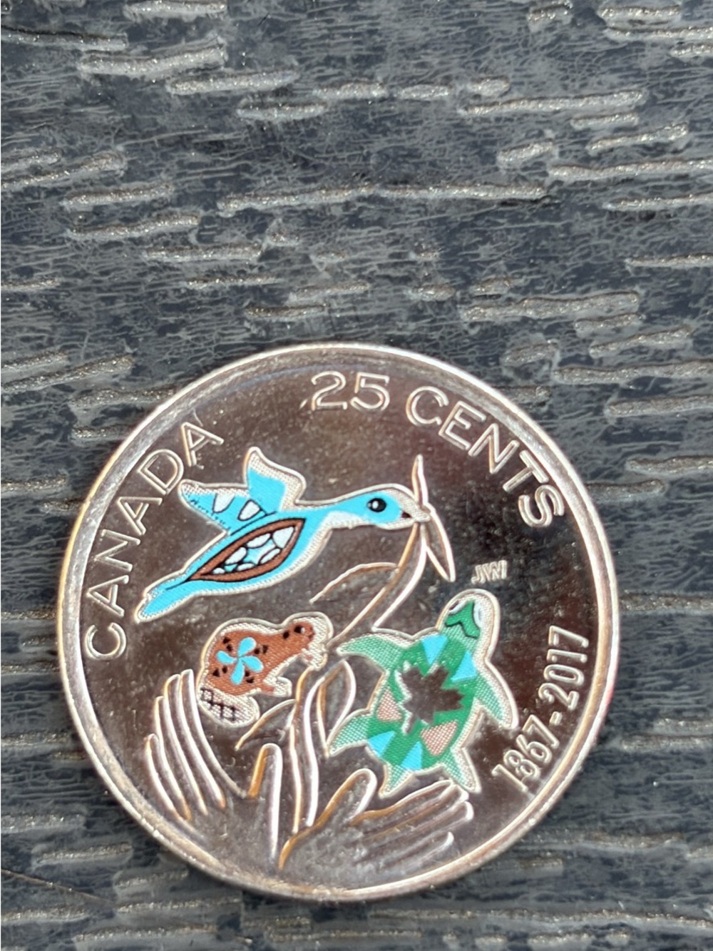 Canada 25 Cents Collectible Coin - Turquoise & Green Enamel Design